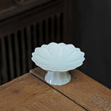 Maxbell Ceramic Footed Plate Countertop Pedestal Bowl for Events Family Coffee Table cyan blue
