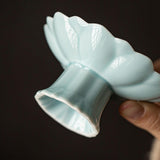 Maxbell Ceramic Footed Plate Countertop Pedestal Bowl for Events Family Coffee Table cyan blue