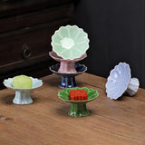 Maxbell Ceramic Footed Plate Countertop Pedestal Bowl for Events Family Coffee Table cyan blue