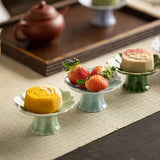Maxbell Ceramic Footed Plate Countertop Pedestal Bowl for Events Family Coffee Table cyan blue