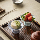 Maxbell Ceramic Footed Plate Countertop Pedestal Bowl for Events Family Coffee Table cyan blue