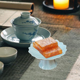 Maxbell Ceramic Footed Plate Countertop Pedestal Bowl for Events Family Coffee Table cyan blue
