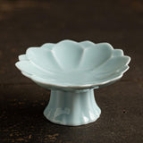 Maxbell Ceramic Footed Plate Countertop Pedestal Bowl for Events Family Coffee Table cyan blue