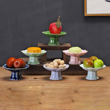 Maxbell Ceramic Footed Plate Countertop Pedestal Bowl for Events Family Coffee Table cyan green