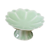 Maxbell Ceramic Footed Plate Countertop Pedestal Bowl for Events Family Coffee Table cyan green