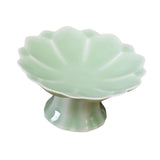 Maxbell Ceramic Footed Plate Countertop Pedestal Bowl for Events Family Coffee Table cyan green