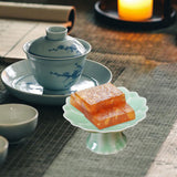 Maxbell Ceramic Footed Plate Countertop Pedestal Bowl for Events Family Coffee Table cyan green