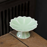 Maxbell Ceramic Footed Plate Countertop Pedestal Bowl for Events Family Coffee Table cyan green