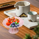 Maxbell Ceramic Footed Plate Countertop Pedestal Bowl for Events Family Coffee Table pink