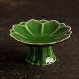 Maxbell Ceramic Footed Plate Countertop Pedestal Bowl for Events Family Coffee Table green
