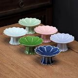 Maxbell Ceramic Footed Plate Countertop Pedestal Bowl for Events Family Coffee Table green