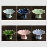 Maxbell Ceramic Footed Plate Countertop Pedestal Bowl for Events Family Coffee Table green