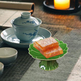 Maxbell Ceramic Footed Plate Countertop Pedestal Bowl for Events Family Coffee Table green