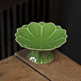 Maxbell Ceramic Footed Plate Countertop Pedestal Bowl for Events Family Coffee Table green