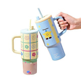 Maxbell Tumbler with Handle Reusable and Straw Leakproof 710ml for Car Office Coffee A