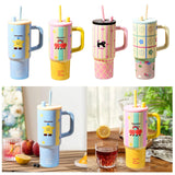 Maxbell Tumbler with Handle Reusable and Straw Leakproof 710ml for Car Office Coffee A