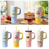 Maxbell Tumbler with Handle Reusable and Straw Leakproof 710ml for Car Office Coffee A