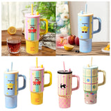 Maxbell Tumbler with Handle Reusable and Straw Leakproof 710ml for Car Office Coffee A