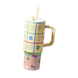 Maxbell Tumbler with Handle Reusable and Straw Leakproof 710ml for Car Office Coffee D