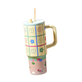 Maxbell Tumbler with Handle Reusable and Straw Leakproof 710ml for Car Office Coffee D