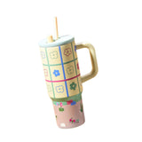 Maxbell Tumbler with Handle Reusable and Straw Leakproof 710ml for Car Office Coffee D