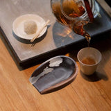 Maxbell Coffee Bean Dosing Cup Wood Resin Cha He Tea Vessel for Office Tea Room Home Color B
