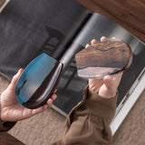 Maxbell Coffee Bean Dosing Cup Wood Resin Cha He Tea Vessel for Office Tea Room Home Color E
