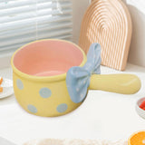 Maxbell Fruit Salad Bowl with Handles Ceramic Soup Crock for Cereal Beef Stew Pasata Yellow