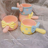 Maxbell Fruit Salad Bowl with Handles Ceramic Soup Crock for Cereal Beef Stew Pasata Blue