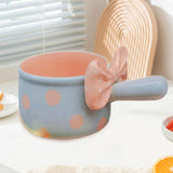 Maxbell Fruit Salad Bowl with Handles Ceramic Soup Crock for Cereal Beef Stew Pasata Blue