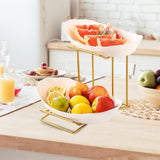 Maxbell Fruit Bowl for Kitchen Counter Serving Bowl with Metal Rack for Cake Dessert 2 Tier Gold Shelf
