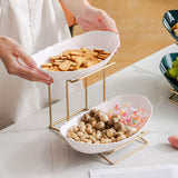 Maxbell Fruit Bowl for Kitchen Counter Serving Bowl with Metal Rack for Cake Dessert 2 Tier Gold Shelf