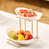 Maxbell Fruit Bowl for Kitchen Counter Serving Bowl with Metal Rack for Cake Dessert 2 Tier Gold Shelf