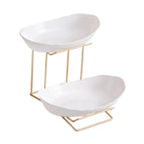 Maxbell Fruit Bowl for Kitchen Counter Serving Bowl with Metal Rack for Cake Dessert 2 Tier Gold Shelf