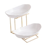 Maxbell Fruit Bowl for Kitchen Counter Serving Bowl with Metal Rack for Cake Dessert 2 Tier Gold Shelf