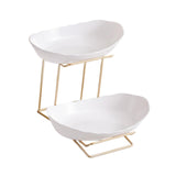 Maxbell Fruit Bowl for Kitchen Counter Serving Bowl with Metal Rack for Cake Dessert 2 Tier Gold Shelf