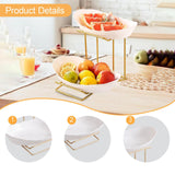Maxbell Fruit Bowl for Kitchen Counter Serving Bowl with Metal Rack for Cake Dessert 2 Tier Gold Shelf