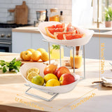 Maxbell Fruit Bowl for Kitchen Counter Serving Bowl with Metal Rack for Cake Dessert 2 Tier Silver Shelf