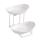 Maxbell Fruit Bowl for Kitchen Counter Serving Bowl with Metal Rack for Cake Dessert 2 Tier Silver Shelf