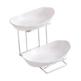 Maxbell Fruit Bowl for Kitchen Counter Serving Bowl with Metal Rack for Cake Dessert 2 Tier Silver Shelf