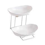 Maxbell Fruit Bowl for Kitchen Counter Serving Bowl with Metal Rack for Cake Dessert 2 Tier Silver Shelf