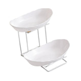 Maxbell Fruit Bowl for Kitchen Counter Serving Bowl with Metal Rack for Cake Dessert 2 Tier Silver Shelf