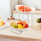 Maxbell Fruit Bowl for Kitchen Counter Serving Bowl with Metal Rack for Cake Dessert 2 Tier Silver Shelf