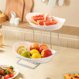 Maxbell Fruit Bowl for Kitchen Counter Serving Bowl with Metal Rack for Cake Dessert 2 Tier Silver Shelf