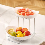 Maxbell Fruit Bowl for Kitchen Counter Serving Bowl with Metal Rack for Cake Dessert 2 Tier Silver Shelf