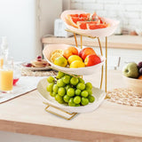Maxbell Fruit Bowl for Kitchen Counter Serving Bowl with Metal Rack for Cake Dessert 3 Tier Gold Shelf