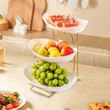 Maxbell Fruit Bowl for Kitchen Counter Serving Bowl with Metal Rack for Cake Dessert 3 Tier Gold Shelf