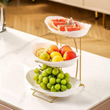 Maxbell Fruit Bowl for Kitchen Counter Serving Bowl with Metal Rack for Cake Dessert 3 Tier Gold Shelf