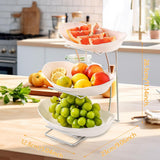Maxbell Fruit Bowl for Kitchen Counter Serving Bowl with Metal Rack for Cake Dessert 3 Tier Silver Shelf