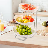 Maxbell Fruit Bowl for Kitchen Counter Serving Bowl with Metal Rack for Cake Dessert 3 Tier Silver Shelf